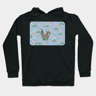 Raccoon in Field of Flowers - Pastel Hoodie